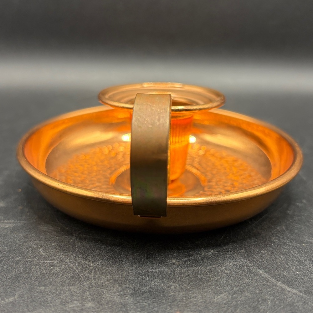 Vintage Hammered Copper Bedside Portable Candlestick Tapered Candle Holder Decor - Picture 6 of 10